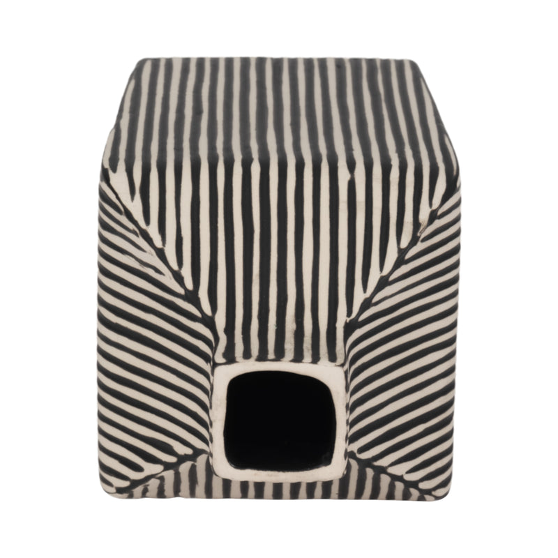 8 Lines Square Vase, Black/white