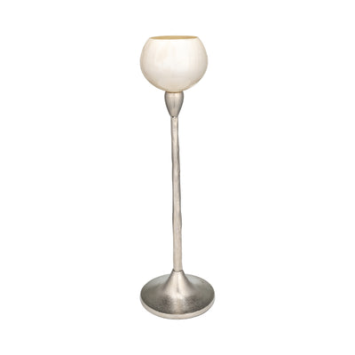 GLASS, 21H TEALIGHT HOLDER, PEARL WHITE