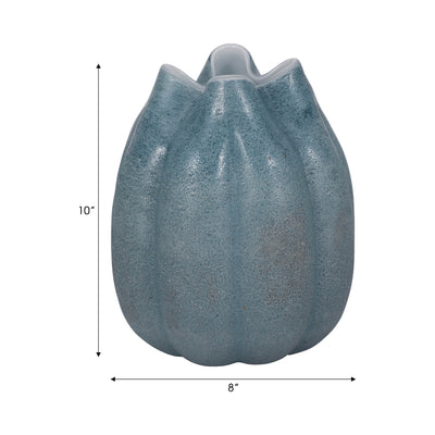 10 Glass Sea Urchin Vase, Blue