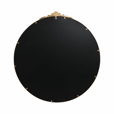 36 Fleur Applique Round Mirror, Gold Wb