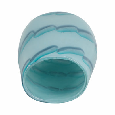 9x6 Bead Pattern Glass Vase, Blue