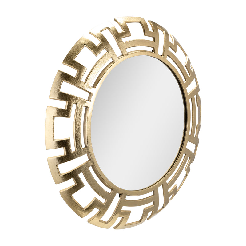 METAL, 24D TRIBAL ROUND MIRROR, GOLD