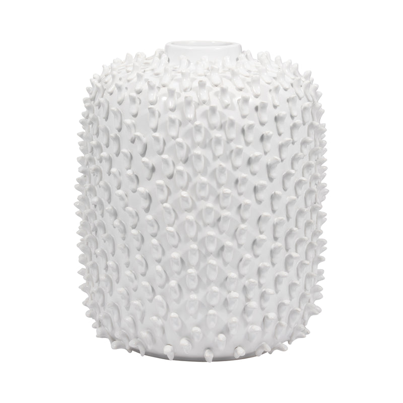 Stoneware, 13 Hand Made Dot Vase, White