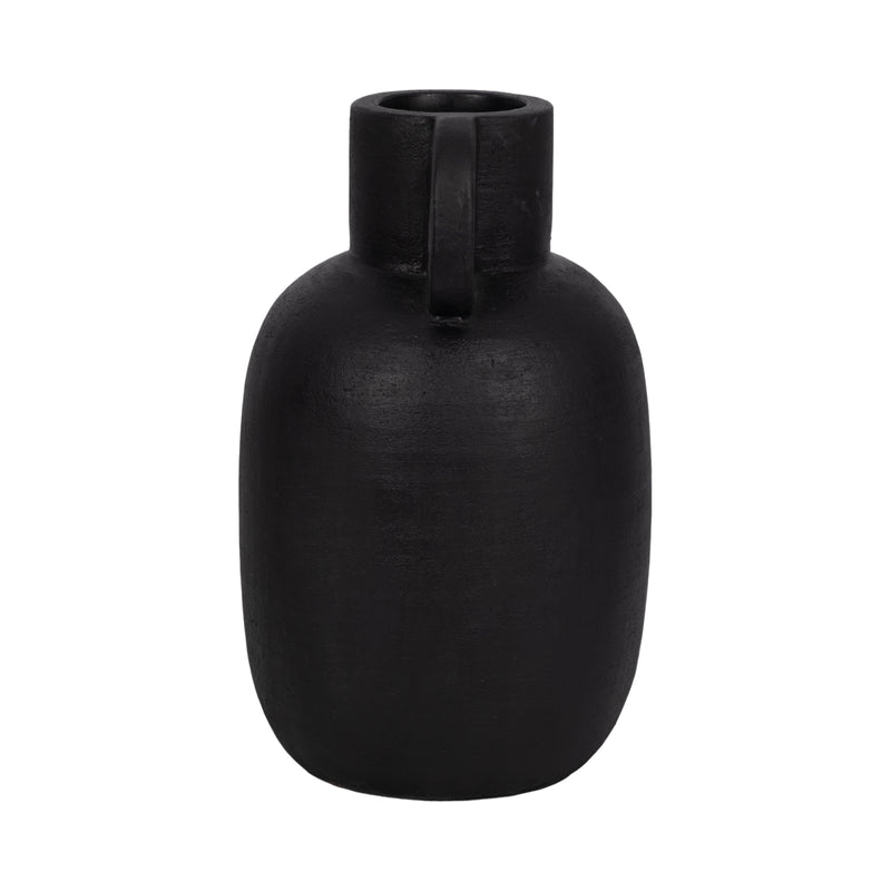 15 Modern Terracotta Jug Vase W/handle, Black