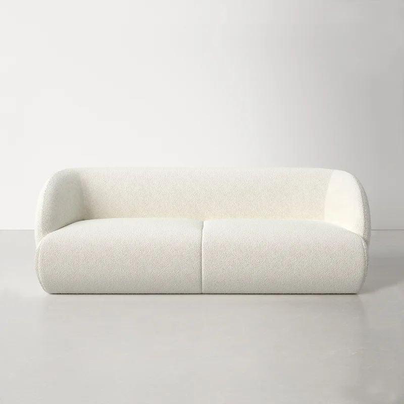 Classic White Boucle 2-Seater Sofa Swedish Wood By Alhome