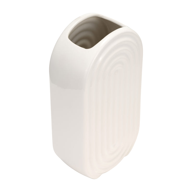 CER, 11 OVAL RIDGED VASE, WHITE