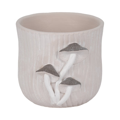 8 Mushroom Applique Planter, Grey