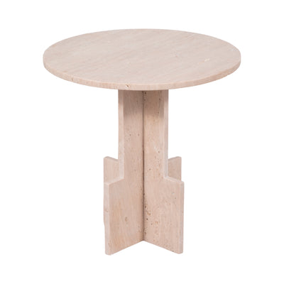 18 Travertine Accent Table Kd, Tan