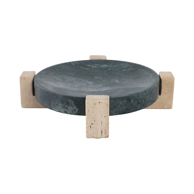 12 Archer Small Green Marble And Travertine Tray