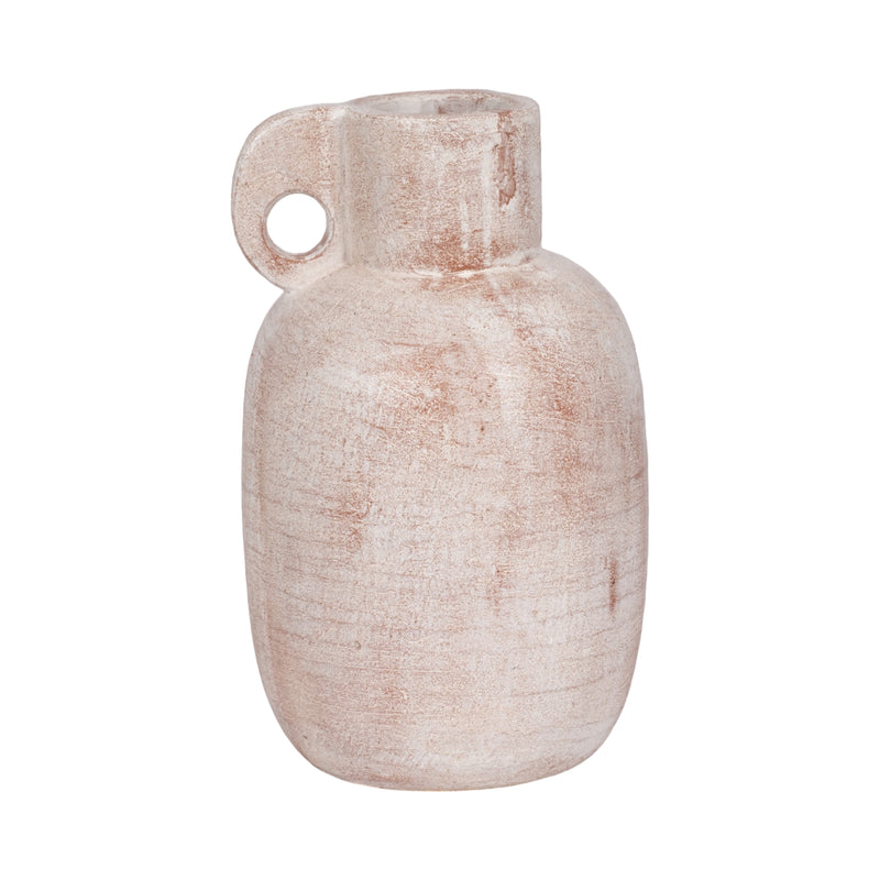 15 Modern Terracotta Jug Vase W/handle, Ivory