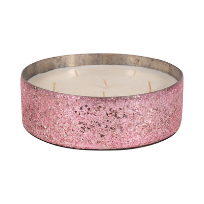 Glass, 8 49 Oz Crackled Bowl Scented Candle, Pink