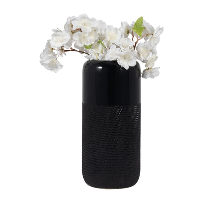 CER, 12H GROOVED VASE, BLACK