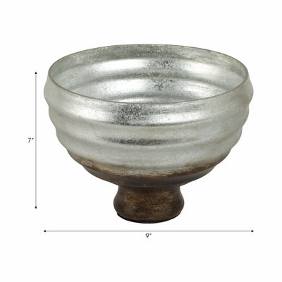 9 Glass Pedestal Bowl Ombre Finish, Multi