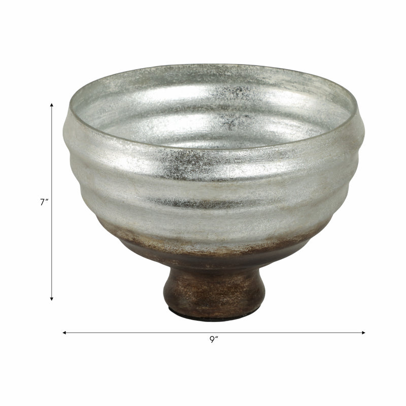 9 Glass Pedestal Bowl Ombre Finish, Multi