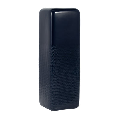 CER, 18 SQUARED GROOVED VASE, NAVY BLUE