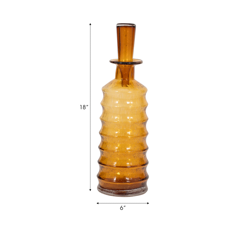 18 Clarimond Ridged Amber Glass Bottle