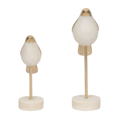 S/2 Vara Bird Statuary, Wht/gold