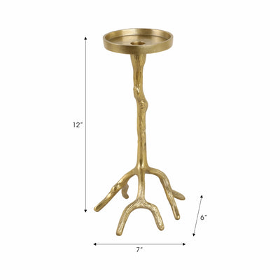 12 Roots Pillar & Taper Candle Holder, Gold