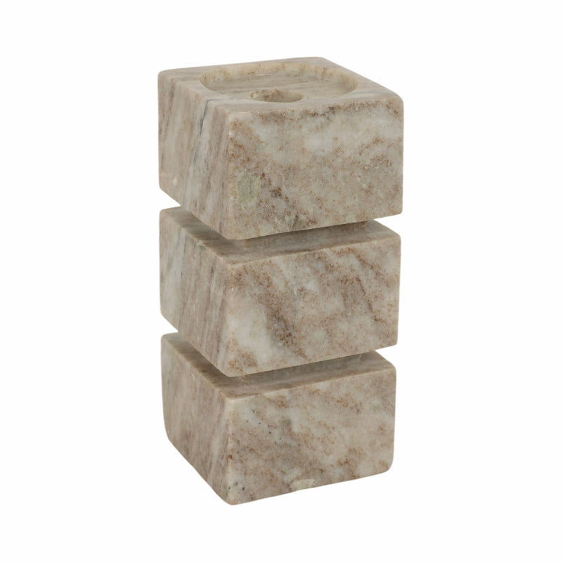 8 Onyx Marble Stacked Cubes Pillar Candleholder,