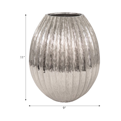 11 Gila Large Metal Cast Vase, Silver