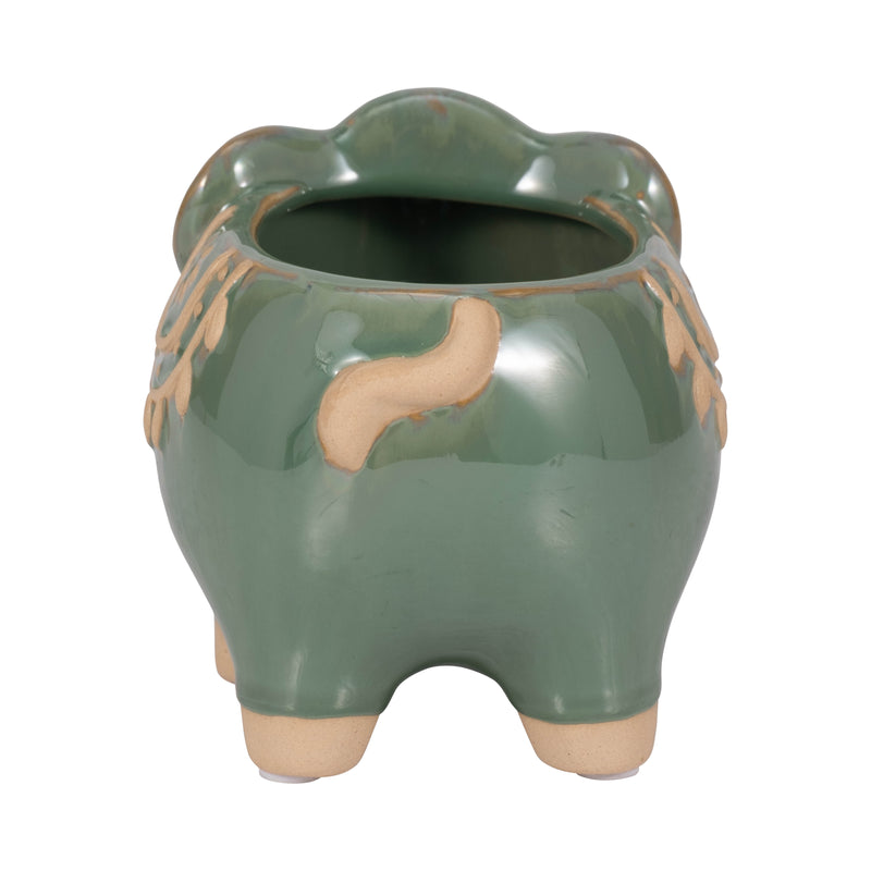 7 Elephant Planter, Green