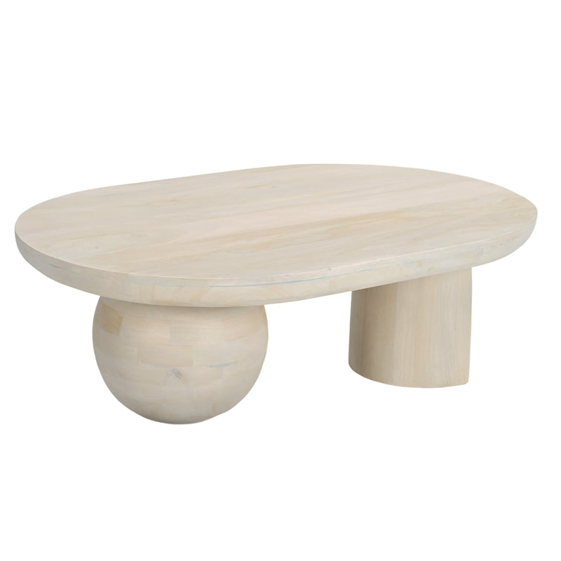 Wood, 42 Orb Coffee Table, Antique White