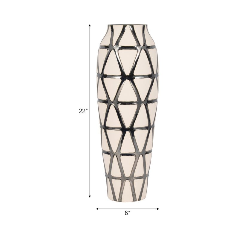 22 Fabiola Oversized Tribal Vase, Pewter