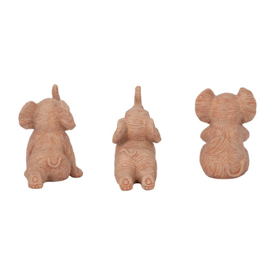 RESIN, S/3 6 STONE LOOK YOGA ELEPHANT, NATURAL