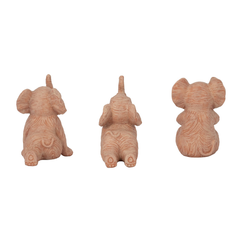 RESIN, S/3 6 STONE LOOK YOGA ELEPHANT, NATURAL