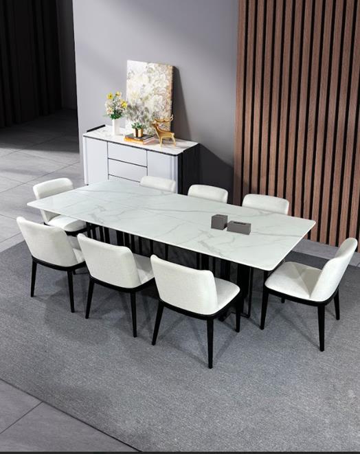 Black Bars Marble Dining Table- 8 Persons