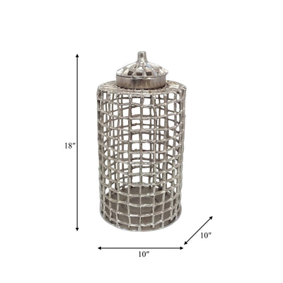 METAL, 18 LIDDED JAR, SILVER