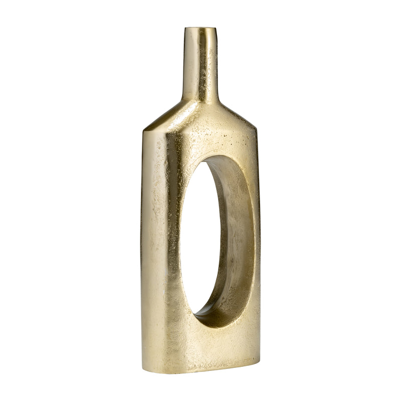 METAL,16H,TALL MODERN OPEN CUT OUT VASE,GOLD