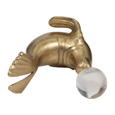 Metal, 7 Sea Lion W/ Acrylic Ball, Gold