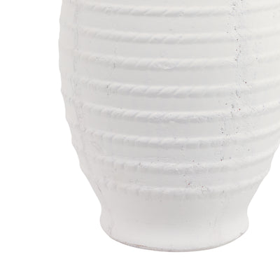 16 Rope Ribbed Terracotta Vase, White