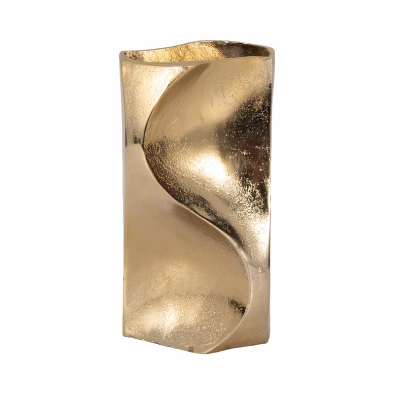 10 Warner Pinched Metal Vase, Gold