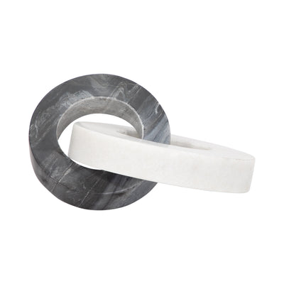 Marble, 8 Double Ring, White/black