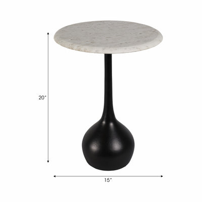 20 Travertine Accent Table Ball Base, Wht/blk