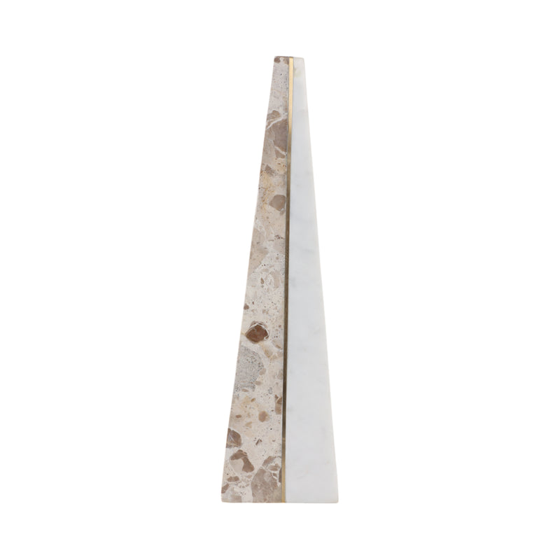 14 Pompano Small Beige And White Marble Pyramid