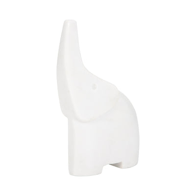 7 Trunk In The Air Marble Elephant, White