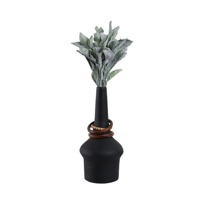 18 Tiago Small Vase With Wood Beads, Blk