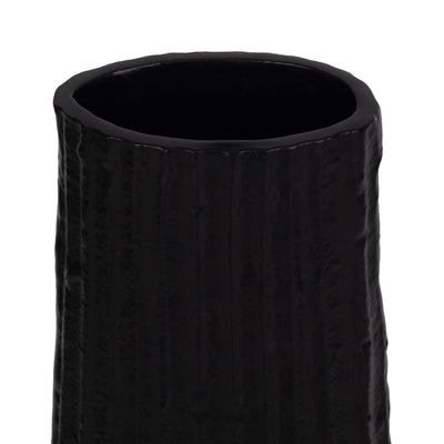 METAL, 58 RIBBED FLOOR VASE, BLACK