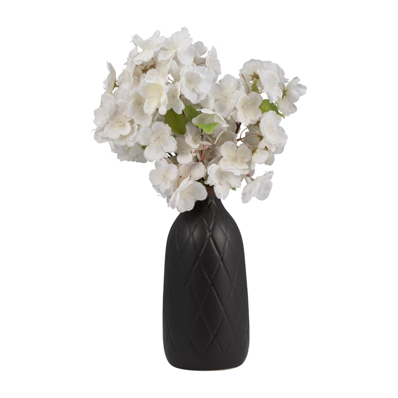 CER, 9 PLAID TEXTURED VASE, BLACK