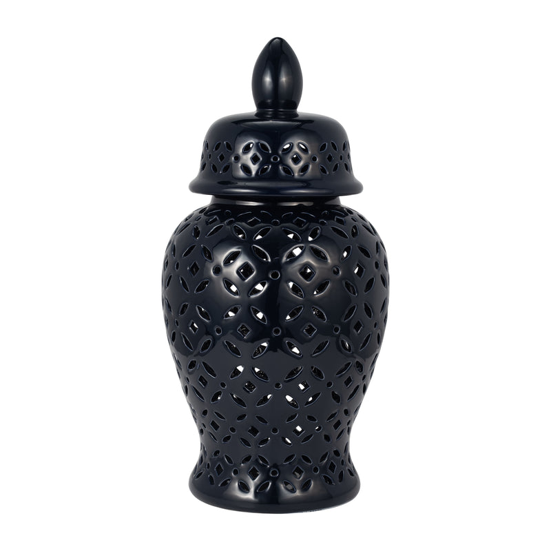 24 CUT-OUT DAISIES TEMPLE JAR, NAVY BLUE