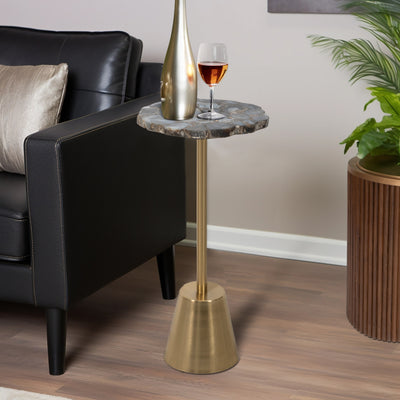 24 ROUGH EDGE AGATE TOP ACCENT TABLE, GOLD