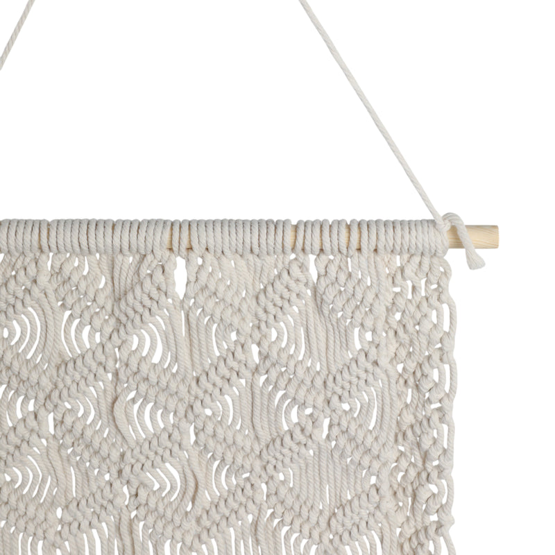 WOOD, 18 MACRAME WALL SHELF, IVORY