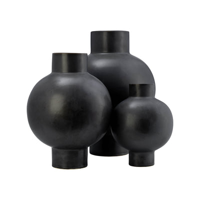 CER, 11H BUBBLE VASE, BLACK VOLCANIC