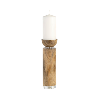 WOOD, 11 ACRYLIC DETAIL TAPER CANDLEHOLDER, NATUR