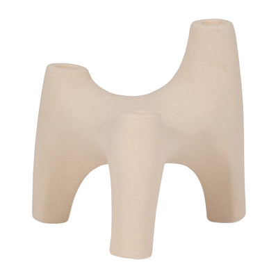 Stoneware, 9 3-taper Candle Holder, Ivory