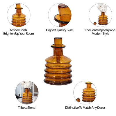 12 Clarimond Ridged Amber Glass Bottle