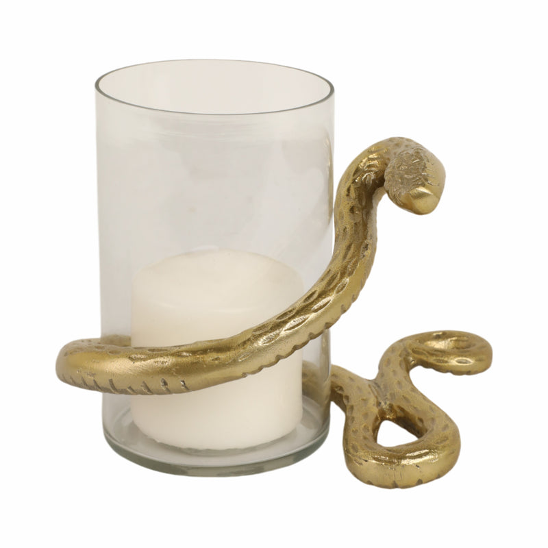 9 Snake Around Pillar Holder, Gold